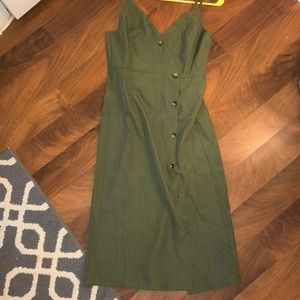 Olive button down midi dress